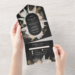 Casamento Floral Preto de Grama das Pampas de Palm
