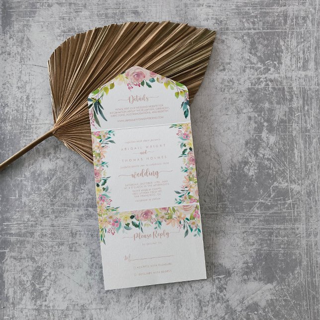 Casamento Floral Primavera rosa Dourado (Criador carregado)