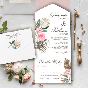 Casamento Floral Protea Rosa Blush Boho Rústico