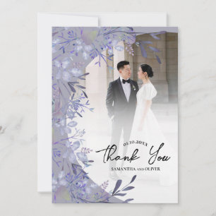 Casamento Floral Purple Elegante Obrigado Cartão c