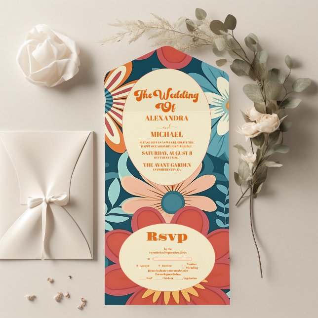 Casamento Floral Retro dos Anos Setenta (Criador carregado)