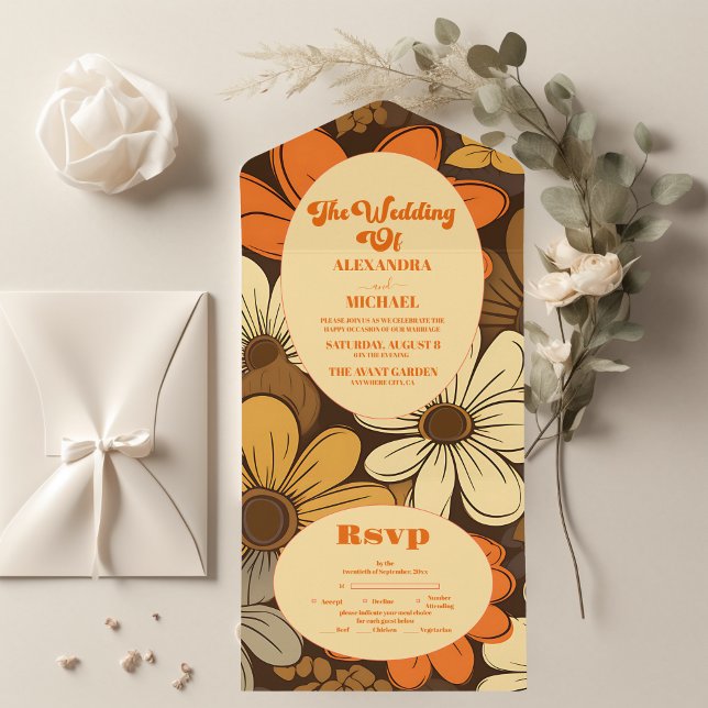 Casamento Floral Retro dos Anos Setenta (Criador carregado)