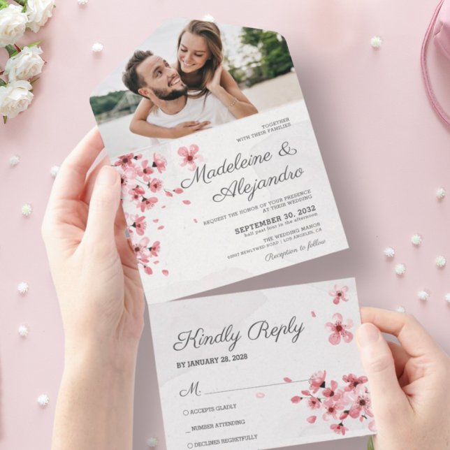 Casamento floral romântico de cereja rosa-chic (Criador carregado)