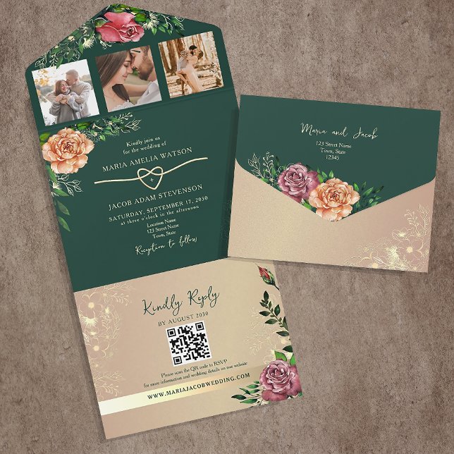 Casamento Floral Romântico em Esmeralda Verde (Criador carregado)