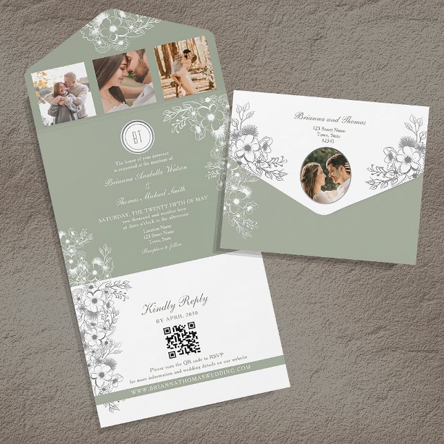 Casamento Floral Romântico em Verde Sálvia  (Criador carregado)