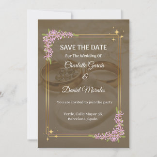 Casamento Floral Romântico Salvar a Data Convite