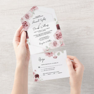 Casamento Floral Rosa-Blush Vermelho Burgundy com 