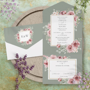 Casamento Floral Rosa Poeirento Verde Sage