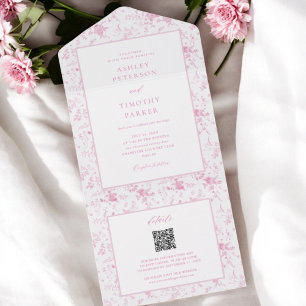 Casamento Floral Rosa Rosa-Rosa-Toile Francês
