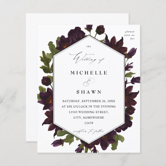 Casamento Floral Roxo do Halloween (Frente/Verso)