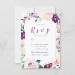 Casamento floral roxo e botânico floral RSVP