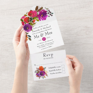 Casamento Floral Roxo e Laranja