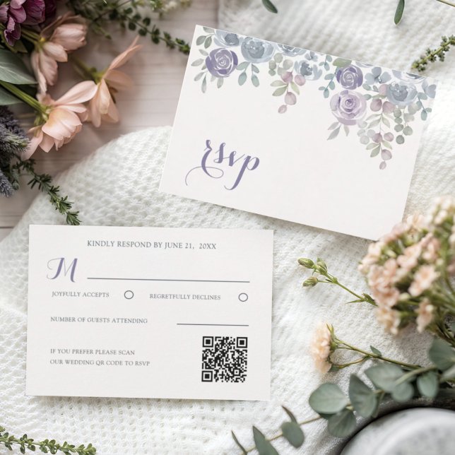 Casamento Floral Roxo Moderno RSVP (Criador carregado)