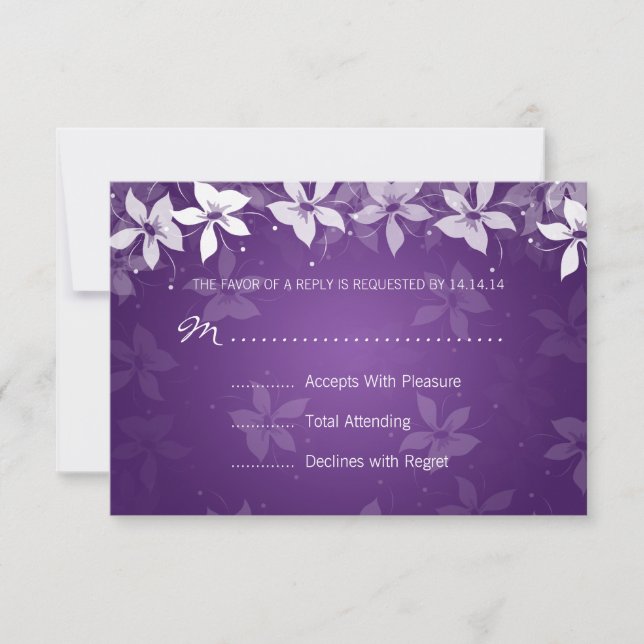 Casamento Floral RSVP Blooms Exóticos Roxo (Frente)