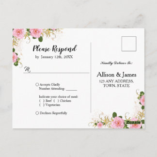 Casamento floral russo Cartão postal Rsvp