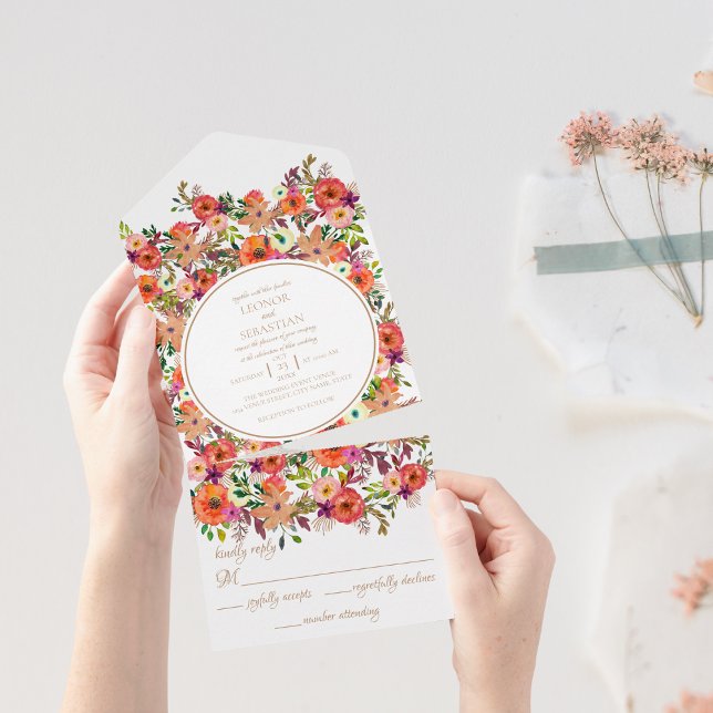 Casamento Floral Russo Tudo em Um Convite (Criador carregado)