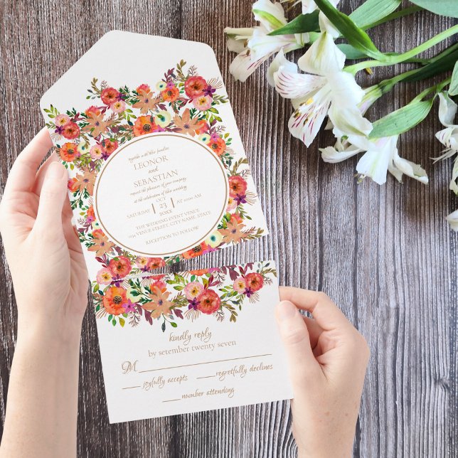 Casamento Floral Russo Tudo em Um Convite (Criador carregado)