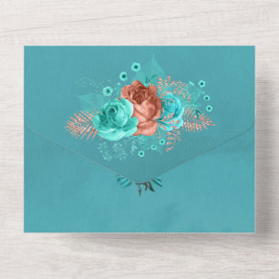 Casamento Floral Russo-Turquesa e Coral