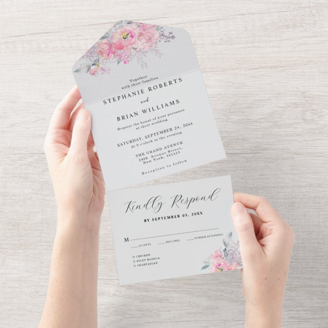 Casamento Floral Rustic Blush Pink Watercolor (Aba destacável)
