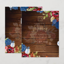 Casamento Floral Rustic Burgundy Blue