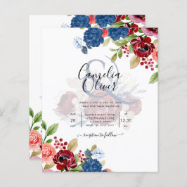 Casamento Floral Rustic Burgundy Blue