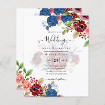 Casamento Floral Rustic Burgundy Blue