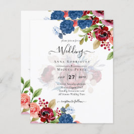Casamento Floral Rustic Burgundy Blue
