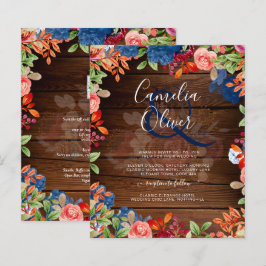 Casamento Floral Rustic Burgundy Blue