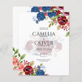 Casamento Floral Rustic Burgundy Blue