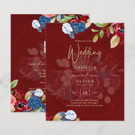 Casamento Floral Rustic Burgundy Blue
