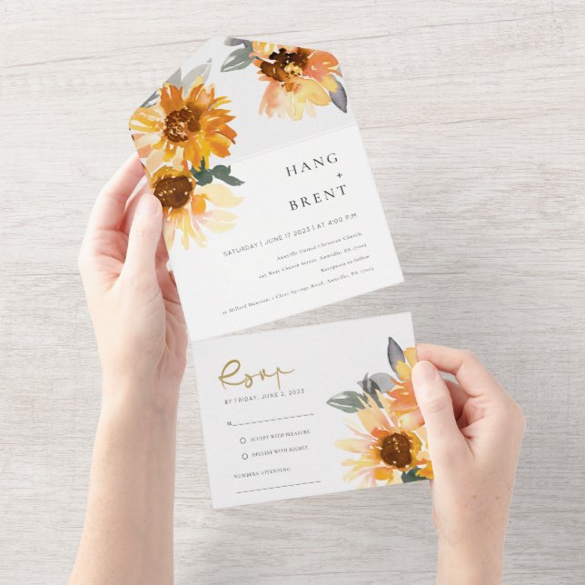 Casamento Floral Rustic Chic Sunflower (Tearaway)