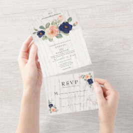 Casamento Floral Rustic Country Marinho Blue and P