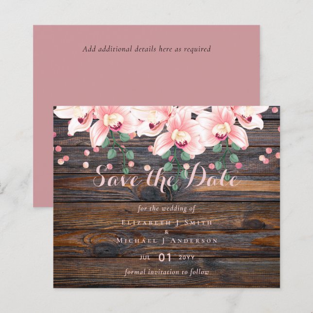 Casamento Floral Rustic Dusty Rosa Rosa (Frente/Verso)