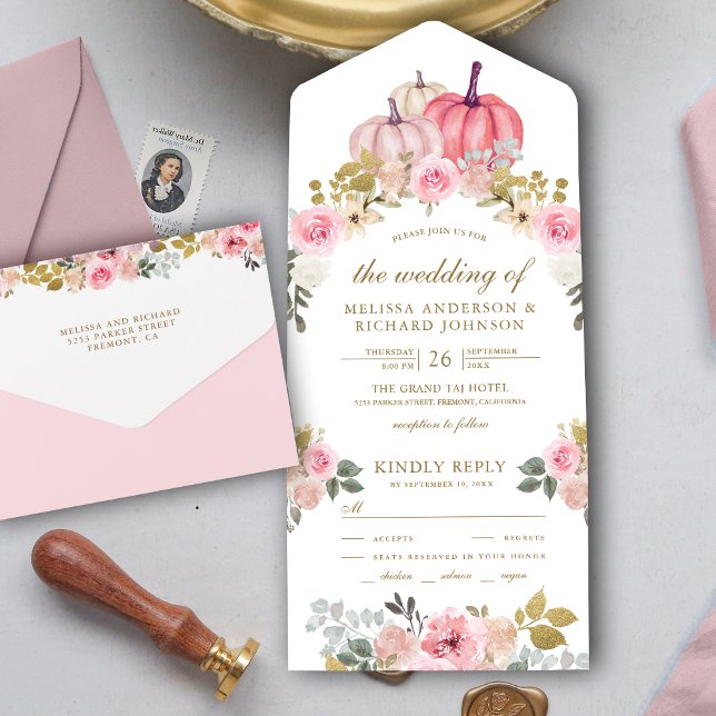Casamento Floral Rustic Pink e Pumpkin Dourado (Criador carregado)