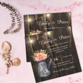 Casamento Floral Rustic Wood Jug Orange Watercolor