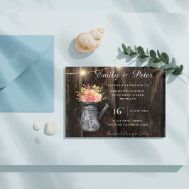 Casamento Floral Rustic Wood Jug Orange Watercolor