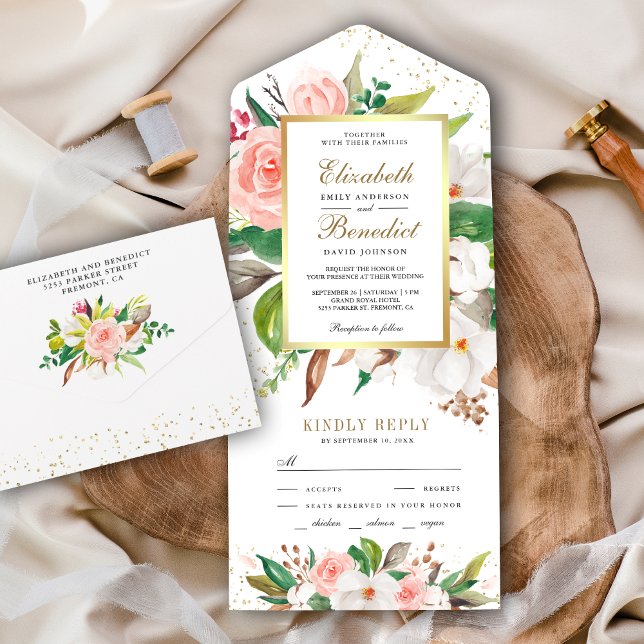 Casamento Floral Rústico com Magnólias Rosa e Bran (Criador carregado)