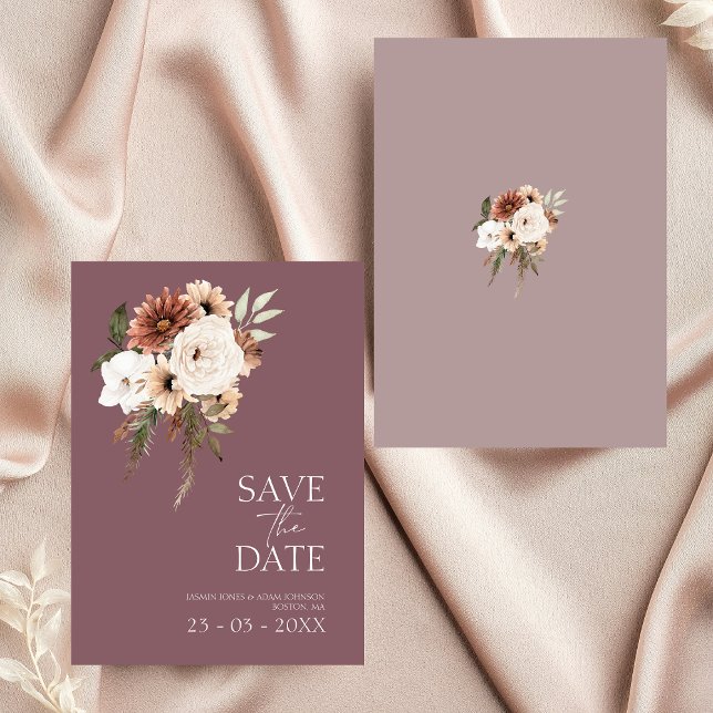 Casamento Floral Rústico Pêssego Salva a Data (Rustic Purple Peach Floral Wedding Save the Date)