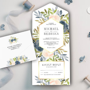 Casamento Floral Rústico, Rosa Esmagada e Azul Du