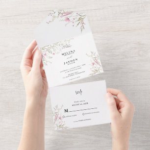 Casamento Floral Selvagem Rosa Elegante