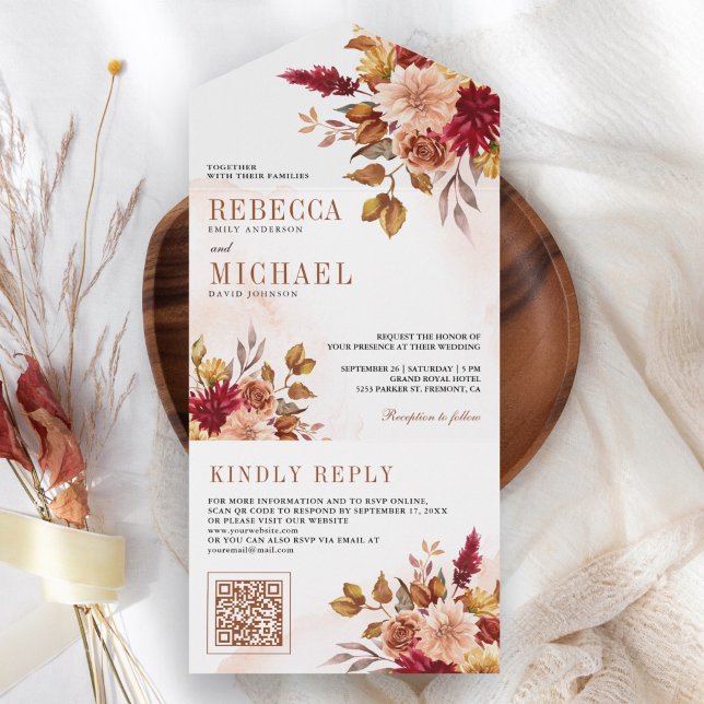 Casamento Floral Terracota Burgundy Rústico Código (Criador carregado)