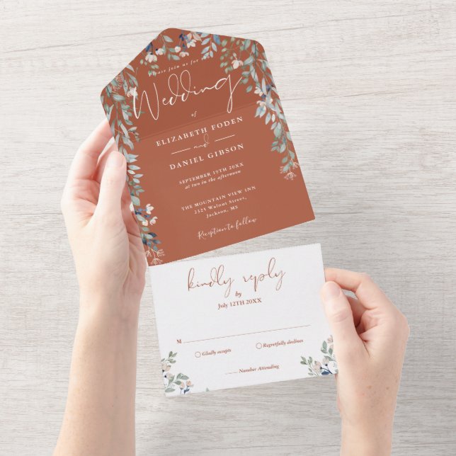 Casamento Floral Terracota Script (Tearaway)