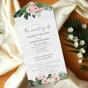 Casamento Floral Tropical Tudo Em Um Convite