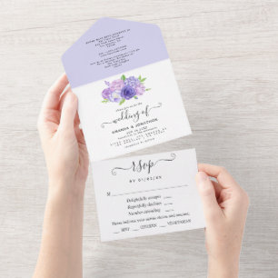Casamento Floral Ultra Violet Watercolor Tudo Em U