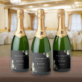 Casamento Floral Verde Elegante Preto e Branco