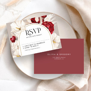 Casamento floral vermelho e branco RSVP