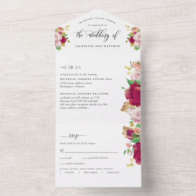 Casamento Floral Vermelho Elegante com RSVP Perfur (Interno)