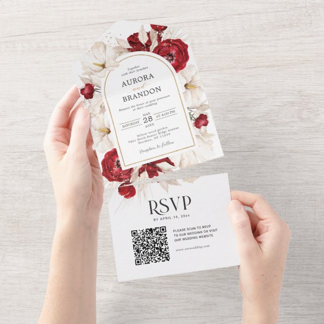 Casamento floral vermelho-rubi e branco (Tearaway)