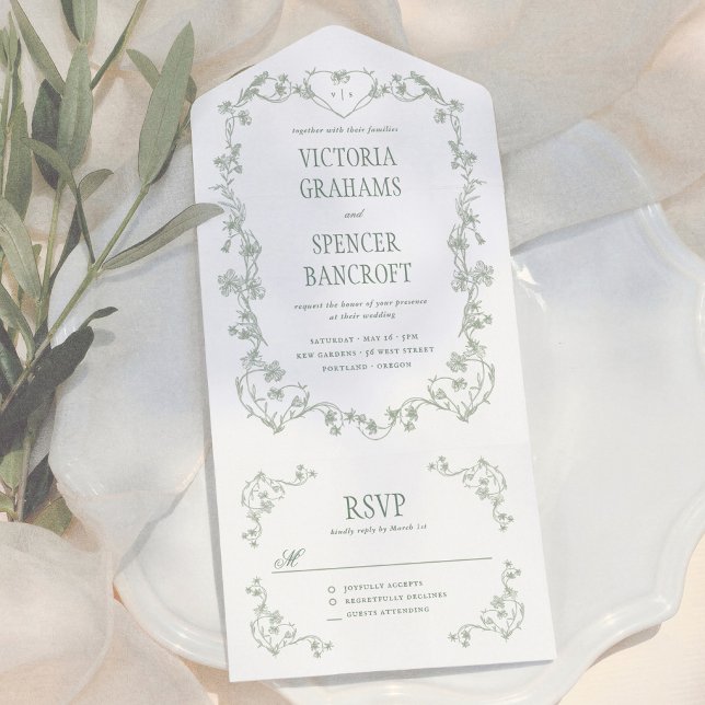 Casamento Floral Vintage em Verde Sálvia (Criador carregado)