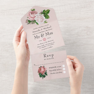 Casamento Floral Vintage Rosa e Branco